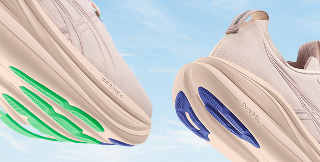 Dettaglio dell'intersuola delle ASICS GEL-NIMBUS 28, super ammortizzate